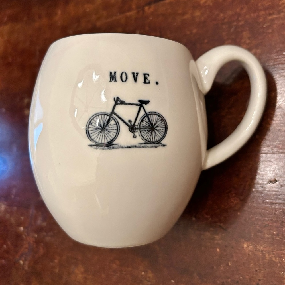 Hard to find Rae Dunn Bicycle Move Coffee Mug 16oz